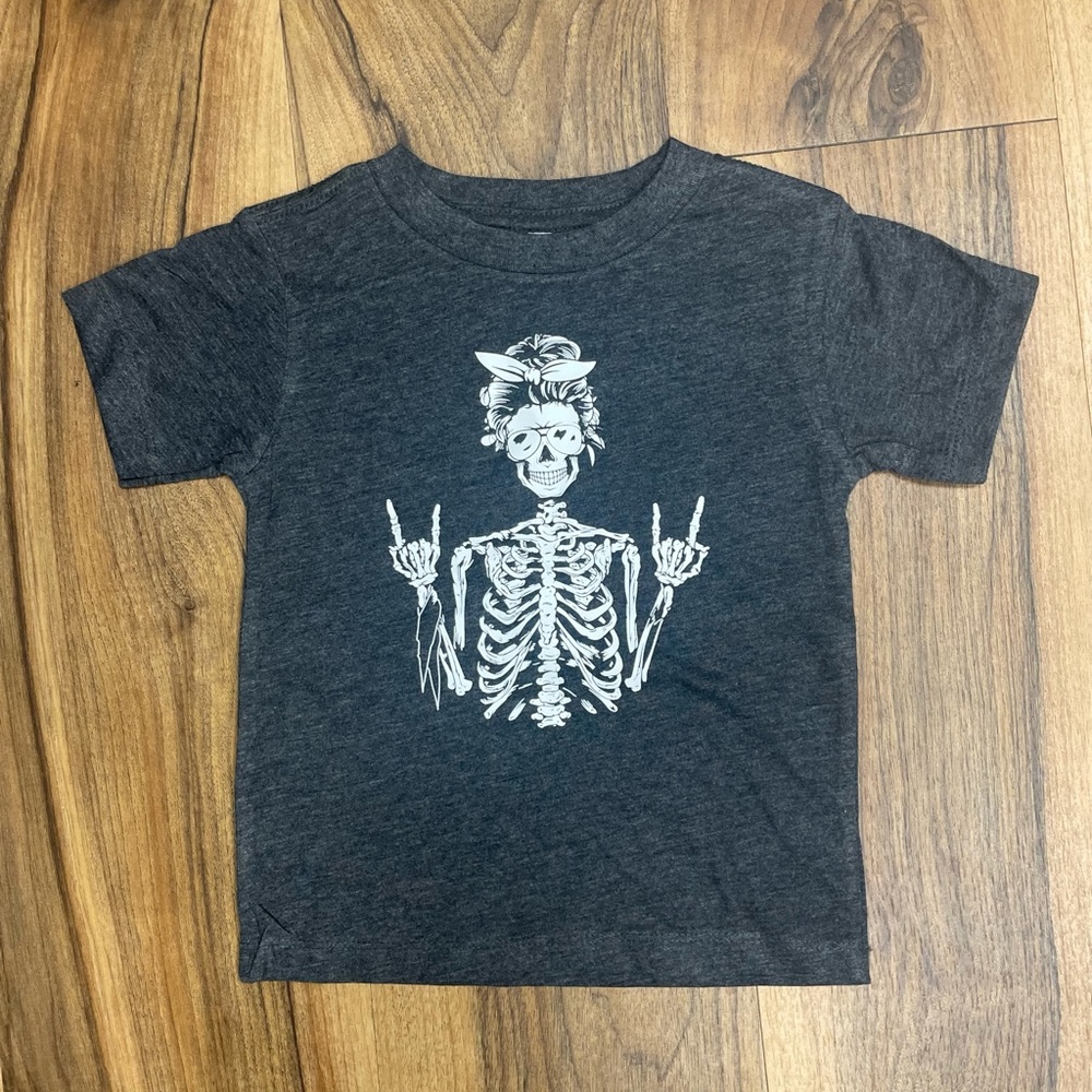 Girl Skeleton With Bow Toddler Girls Graphic Tee